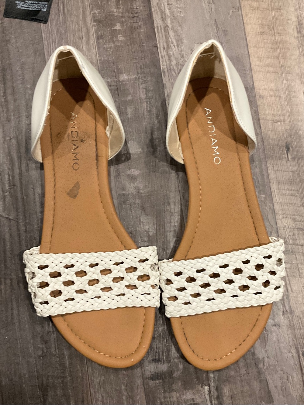Andiamo White Braided Open-Toe D'Orsay Sandals